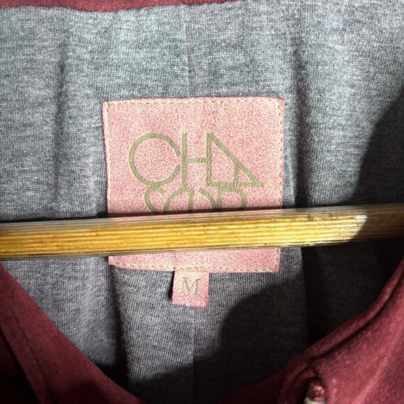 Chaser Coco Collarless Suede Leather Jacket Maroon Size M - Picture 5 of 6